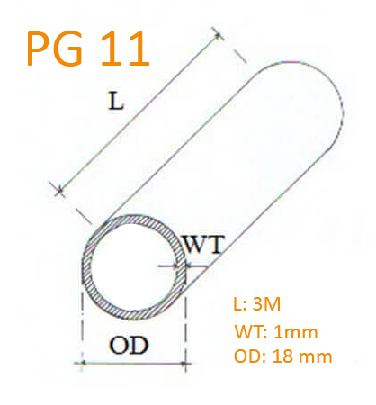قطر خارجی و ضخامت لوله PG 11